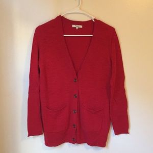 Madewell graduate cardigan button sweater (Red/S)